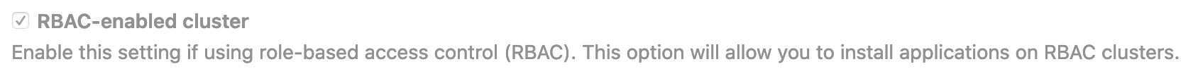 GitLab Kubernetes cluster integration settings for enabling RBAC.